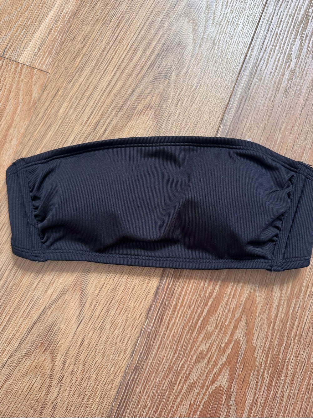 Convertible Black Bandeau Bikini Top with Gold Hardware